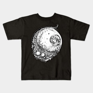 black and white moon Kids T-Shirt